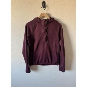 The North Face Fleece Womens M Purple Hooded Buttons Zip Pockets